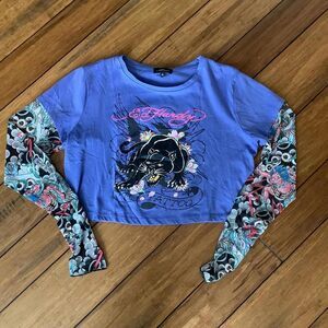 Ed Hardy Women's Cropped Long Sleeve Tattoo Shirt - Multiple Sizes